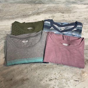 Bundle Lot of 4 Soft Washed Old Navy T-Shirts Crewneck Printed Solid Stripes Geo